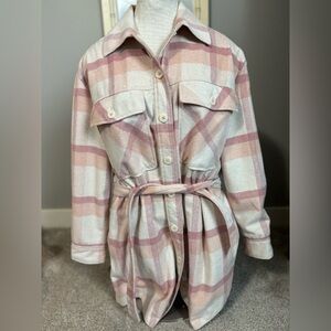 Frank & Oak women’s  Plaid Belted Trench Coat Size Medium NWOT